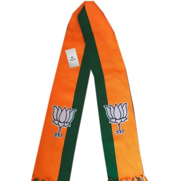 bjp muffler orange and green color muffler with bjp logo print