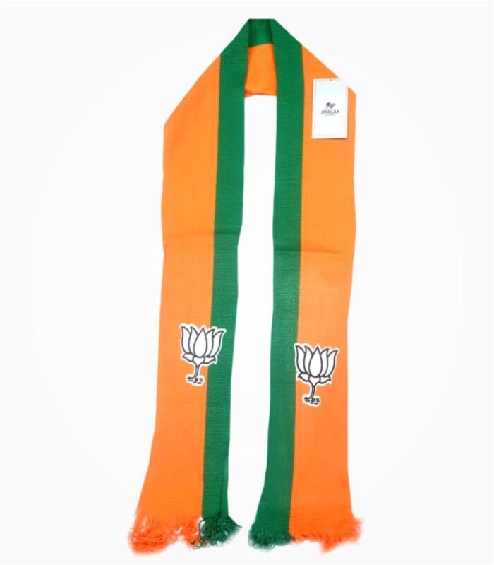 BJP orange green net muffler with lotus symbol