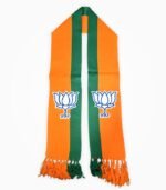 BJP Muffler – Open View with Dual Lotus Logos and Tassels