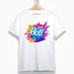 Holi T-Shirt White Round Neck with Colorful Holi Print