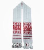 Asami Gamcha with red border, traditional Assamese cotton scarf back view