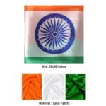 "Satin Indian tricolor flag 20x30 inch used in Har Ghar Tiranga and Tiranga Yatra"