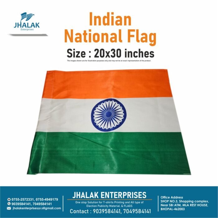 "20x30 Inch Satin Fabric Indian Flag for Independence Day and Republic Day"