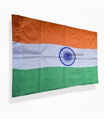 Indian Flag 28x42 Inch Satin Tiranga Jhanda Display Angle View