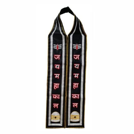 Jai Mahakal muffler - black with Hindi embroidery