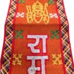 Orange Muffler with जय श्री राम Hindi Embroidery and Ram Ji Image