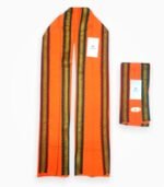 Buy Orange Madrasi Gamcha – Traditional Scarf with Green Golden Border