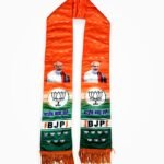 BJP Digital Print Muffler – Premium Heavy Satin Election Scarf with Modi & Lotus Symbol