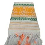 Assami Gamcha with Orange Lotus Design