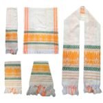 Assami Gamcha with Orange Lotus Design