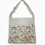 Canvas Meeting Bag – 15x15 Inch Political Organizer Bag with Folk Print