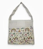 15x15 inch plain off-white canvas shoulder bag, front view