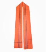 Orange cotton gamcha with traditional woven border – 30x72 inch