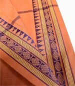 Folded cotton gamcha with visible dual-side border detailing