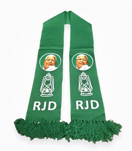 Rashtriya Janata Dal (RJD) party scarf in green with leader's image