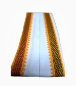 White Sanskar Gamcha with Dual Color Border – Low Angle