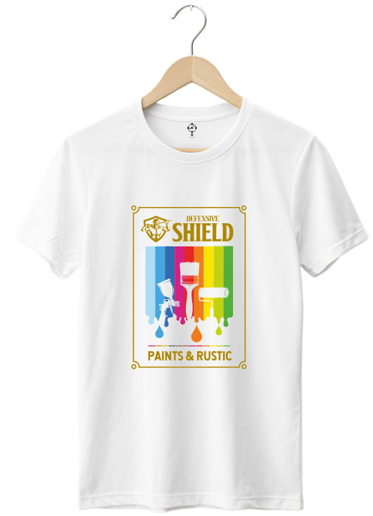 defensic shield paint t-shirt-roundneck-white-front