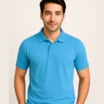 Buy Sky Blue Polo T-shirt – Plain Collar Design for Events & Campaign Use