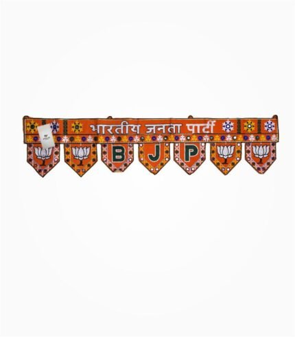 Full BJP Door Toran in velvet fabric with embroidered lotus and Bharatiya Janata Party text