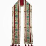 Radhe Radhe Red Phatka with golden lace border and tassels