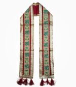 Radhe Radhe Red Phatka with golden lace border and tassels