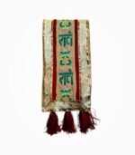 Folded Radhe Radhe Phatka with red tassels and sequin lace