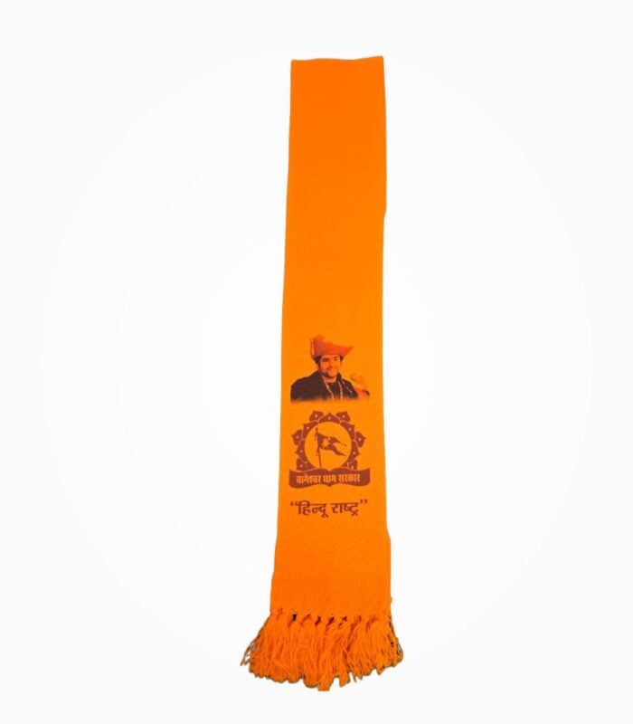 Bageshwar Dham Sarkar Orange Muffler – Single Fold Hindu Rashtra Print