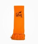 Hindu Orange Muffler Folded View – Soft Knitted Cotton Blend