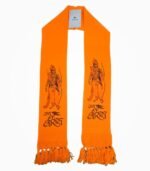 Jai Shree Ram Orange Muffler Front View – Knitted Devotional Stole