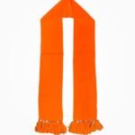Plain Orange Muffler – Full-Length Knitted Stole with Fringe Ends