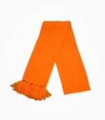 Plain Orange Muffler – Folded Knitted Stole with Fringe Ends