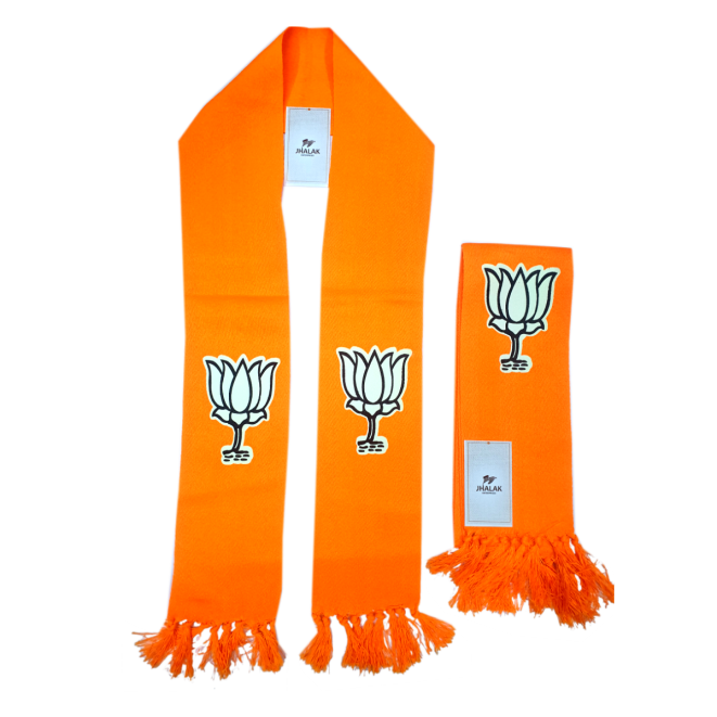 BJP Orange muffler with lotus print