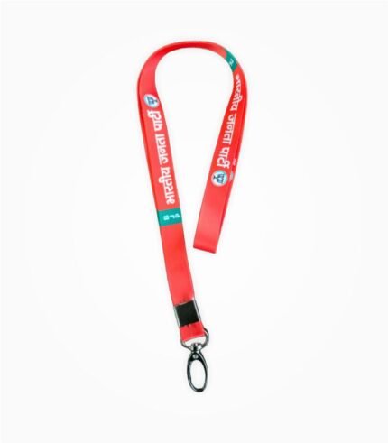 BJP id card holder lanyard orange folded view with metal hook