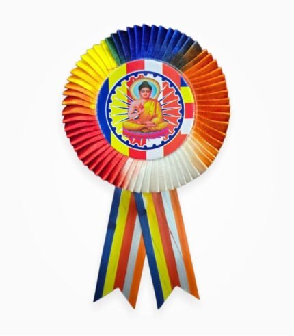 Panchsheel ribbon badge multicolor single layer with पंचशील Buddha logo