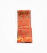 Jai Shri Ram orange zari stole folded view with floral design