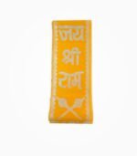 Jai Shree Ram stole fold view yellow silver zari