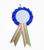 Panchsheel ribbon badge blue single layer back view with safety clip