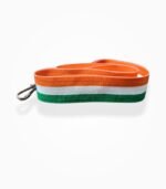 Tri colour lanyard close up view orange white green strap texture