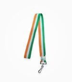 Tiranga lanyard folded view orange white green strap with metal hook