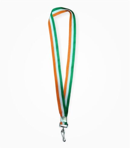 Tri colour id card lanyard orange white green neck strap full view