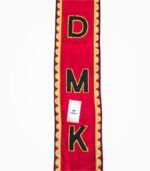 DMK embroidered letters red campaign muffler Tamil Nadu political scarf
