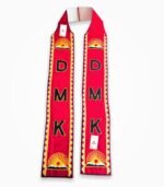 Red DMK party Dravida Munnetra Kazhagam embroidered muffler khes scarf by Jhalak Enterprises