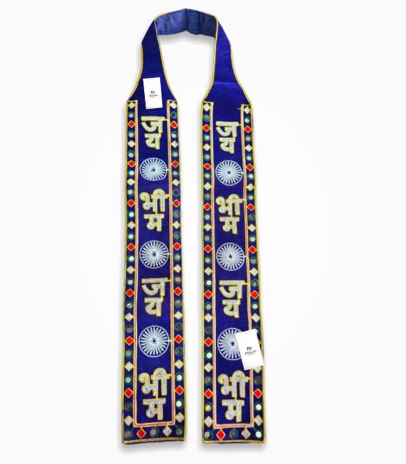 Jai Bhim blue embroidery khes dupatta with mirror work for election campaigns
