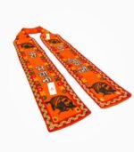 Jai Shivaji rally muffler orange embroidered scarf angled view