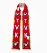 TVK muffler Tamilaga Vetri Kazhagam red campaign scarf with embroidery