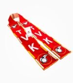 TVK campaign muffler red scarf Tamilaga Vetri Kazhagam political accessory