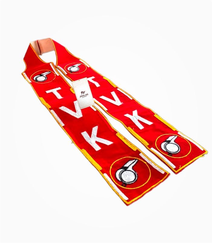 TVK campaign muffler red scarf Tamilaga Vetri Kazhagam political accessory
