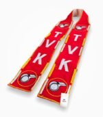 TVK rally muffler red embroidered scarf Tamil political campaign accessory