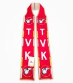 TVK muffler red campaign scarf Tamilaga Vetri Kazhagam embroidery design
