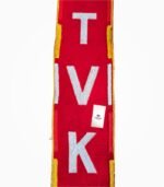 TVK embroidery letters muffler Tamilaga Vetri Kazhagam campaign scarf detail